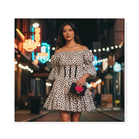 Babylon W Les Femmes Dresses & Skirts - new Babylon Les Femmes ☻ Burlesque Corset Cocktail Dress ☻︎ Black Polka Dots ☻︎